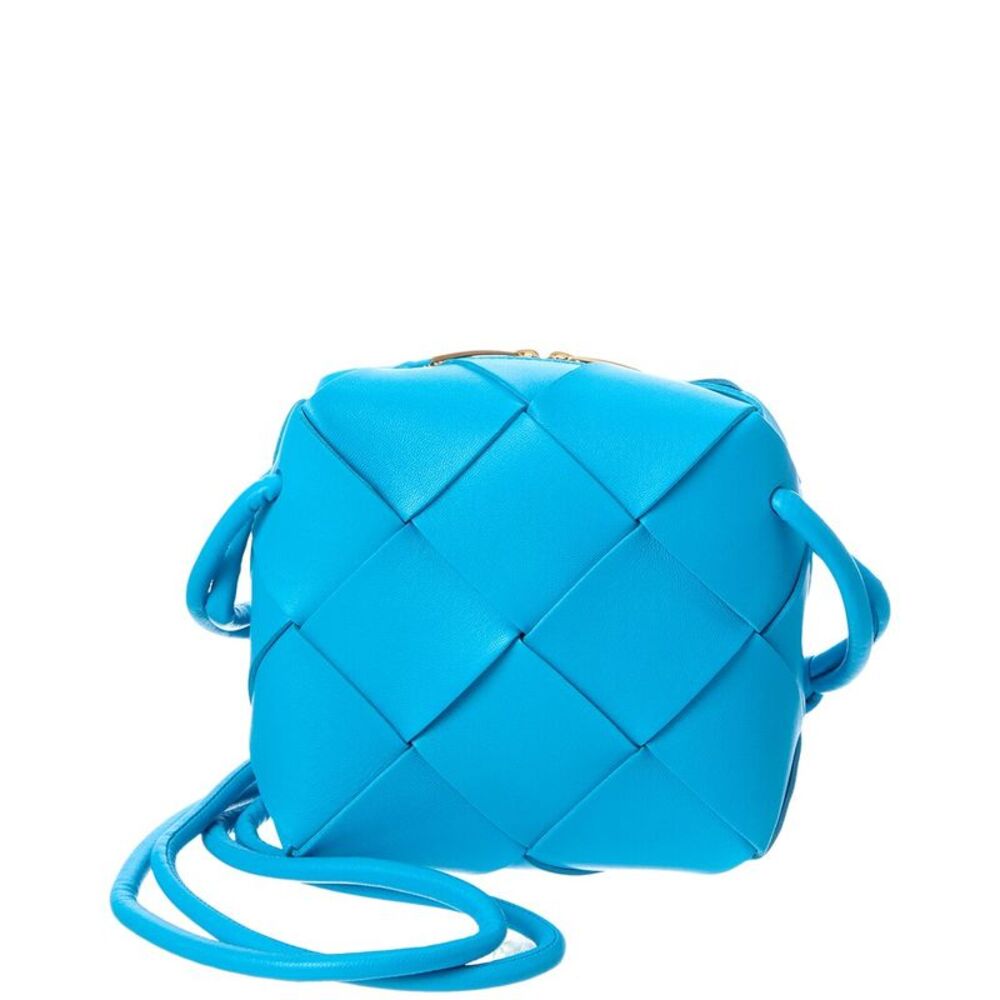 Bottega Veneta Cassette Mini Intrecciato Leather Camera Bag, Blue